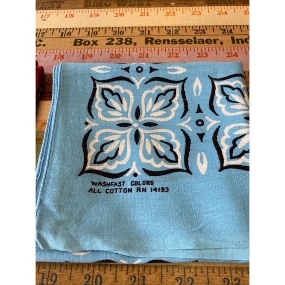 Vintage Bandana Floral Rockabilly Hankie Western Cowboy USA 90s Red Teal LOT C - Picture 6 of 7